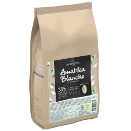 op. 3 kg Amatika Blanche 35% Valrhona - wegańska biała czekolada w kaletkach o słodkich migdałowych nutach