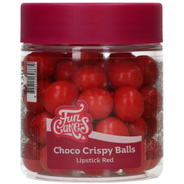 op. 130 g Czerwone chrupiące kulki czekoladowe do dekoracji - śr. 20 mm - choco crispy balls lipstick red - Fun Cakes