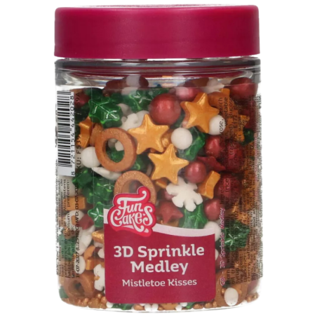 op. 70 g Mistletoe Kisses - świąteczna mieszanka posypek cukrowych do dekoracji babeczek - 3D Sprinkle Medley Fun Cakes