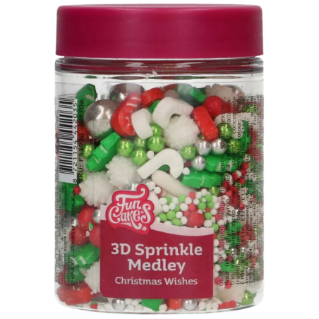 op. 70 g Christmas Wishes - świąteczna mieszanka posypek cukrowych do dekoracji babeczek - 3D Sprinkle Medley Fun Cakes