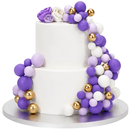 op. 32 szt. Fioletowy zestaw kul dekoracyjnych do ozdabiania tortów - Purple Ombre & Gold Decorative Ball Set