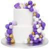 op. 32 szt. Fioletowy zestaw kul dekoracyjnych do ozdabiania tortów - Purple Ombre & Gold Decorative Ball Set