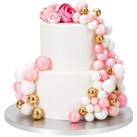 op. 32 szt. Różowy zestaw kul dekoracyjnych do ozdabiania tortów - Pink Ombre & Gold Decorative Ball Set