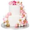 op. 32 szt. Różowy zestaw kul dekoracyjnych do ozdabiania tortów - Pink Ombre & Gold Decorative Ball Set