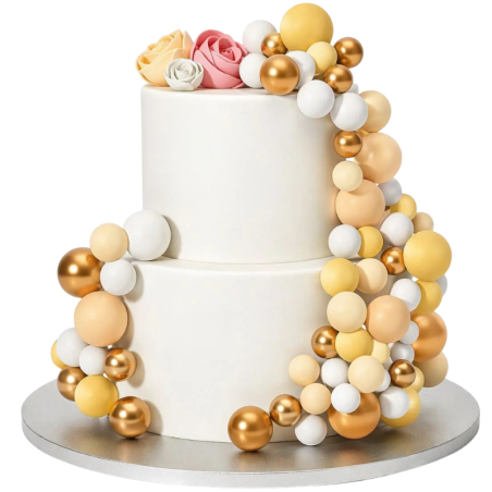 op. 32 szt. Żółty zestaw kul dekoracyjnych do ozdabiania tortów - Lemon Ombre & Gold Decorative Ball Set