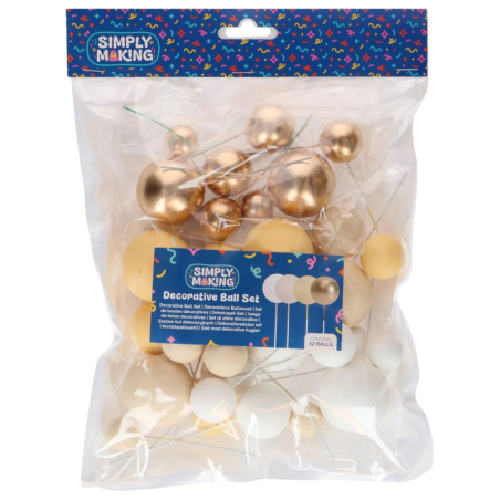 op. 32 szt. Żółty zestaw kul dekoracyjnych do ozdabiania tortów - Lemon Ombre & Gold Decorative Ball Set