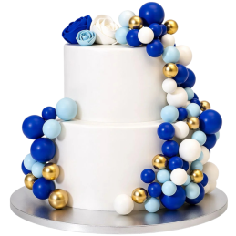 op. 32 szt. Niebieski zestaw kul dekoracyjnych do ozdabiania tortów - Blue Ombre & Gold Decorative Ball Set