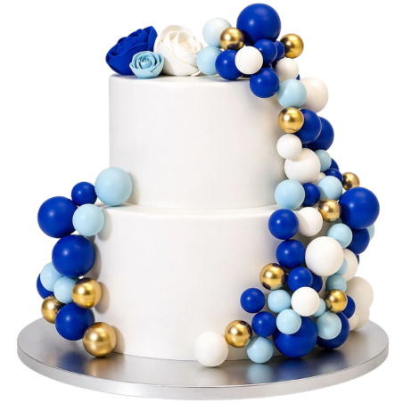 op. 32 szt. Niebieski zestaw kul dekoracyjnych do ozdabiania tortów - Blue Ombre & Gold Decorative Ball Set