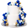 op. 32 szt. Niebieski zestaw kul dekoracyjnych do ozdabiania tortów - Blue Ombre & Gold Decorative Ball Set
