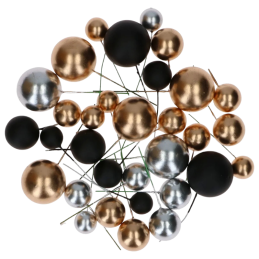 op. 32 szt. Metaliczny zestaw kul dekoracyjnych do ozdabiania tortów - Metallic Gold & Silver & Black Decorative Ball Set