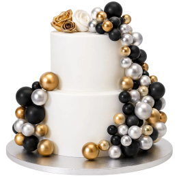 op. 32 szt. Metaliczny zestaw kul dekoracyjnych do ozdabiania tortów - Metallic Gold & Silver & Black Decorative Ball Set