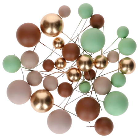 op. 32 szt. Beżowy zestaw kul dekoracyjnych do ozdabiania tortów - Earthy Tones & Gold Decorative Ball Set