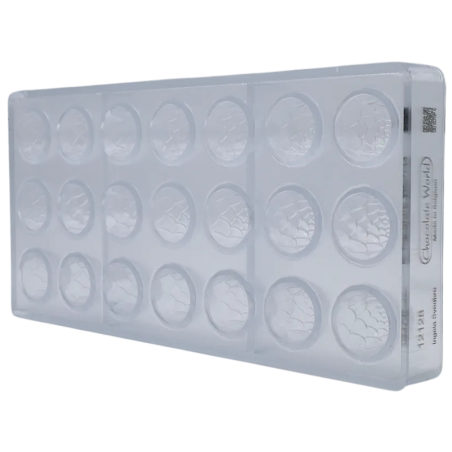 CW12128 Chocolate World - forma z poliwęglanu do pralin w kształcie szyszki - śr. 28 x wys. 23 mm / poj. 11 g x 21 pralin