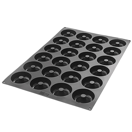 SQ059 Donuts Silikomart - cukiernicza forma silikonowa do pączków z dziurką - śr. 85 x wys. 29 mm / poj. 133 ml x 24 porcje