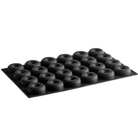 SQ059 Donuts Silikomart - cukiernicza forma silikonowa do pączków z dziurką - śr. 85 x wys. 29 mm / poj. 133 ml x 24 porcje