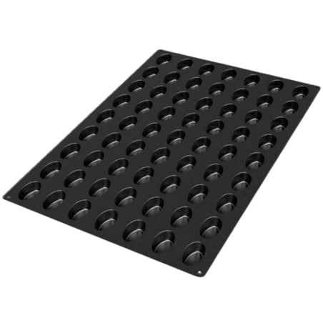 SQ056 Oval Silikomart - cukiernicza forma silikonowa - dł. 51 x szer. 31 x wys. 20 mm / poj. 20 ml x 63 porcje