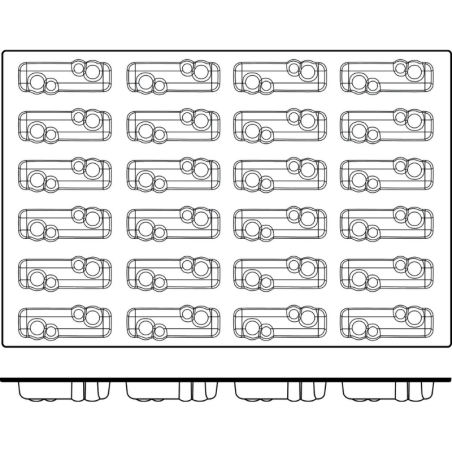 SQ038 Bulles Silikomart - cukiernicza forma silikonowa - dł. 120 x szer. 35 x wys. 30 mm / poj. 106 ml x 24 porcje