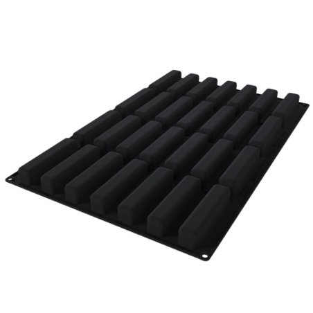 SQ083 Stripe Éclair Silikomart - cukiernicza forma silikonowa - dł. 130 x szer. 28 x wys. 28 mm / poj. 95 ml x 28 porcji