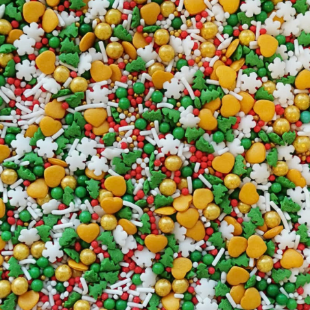op. 1 kg Śnieżynkowe love - zimowa mieszanka kolorowych posypek cukrowych do dekoracji