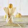 op. 48 szt. Białe papierowe patyczki w żółte paski - do lizaków i cake pops - śr. 3.5 x dł. 150 mm - nr. kat. 443228 Birkmann