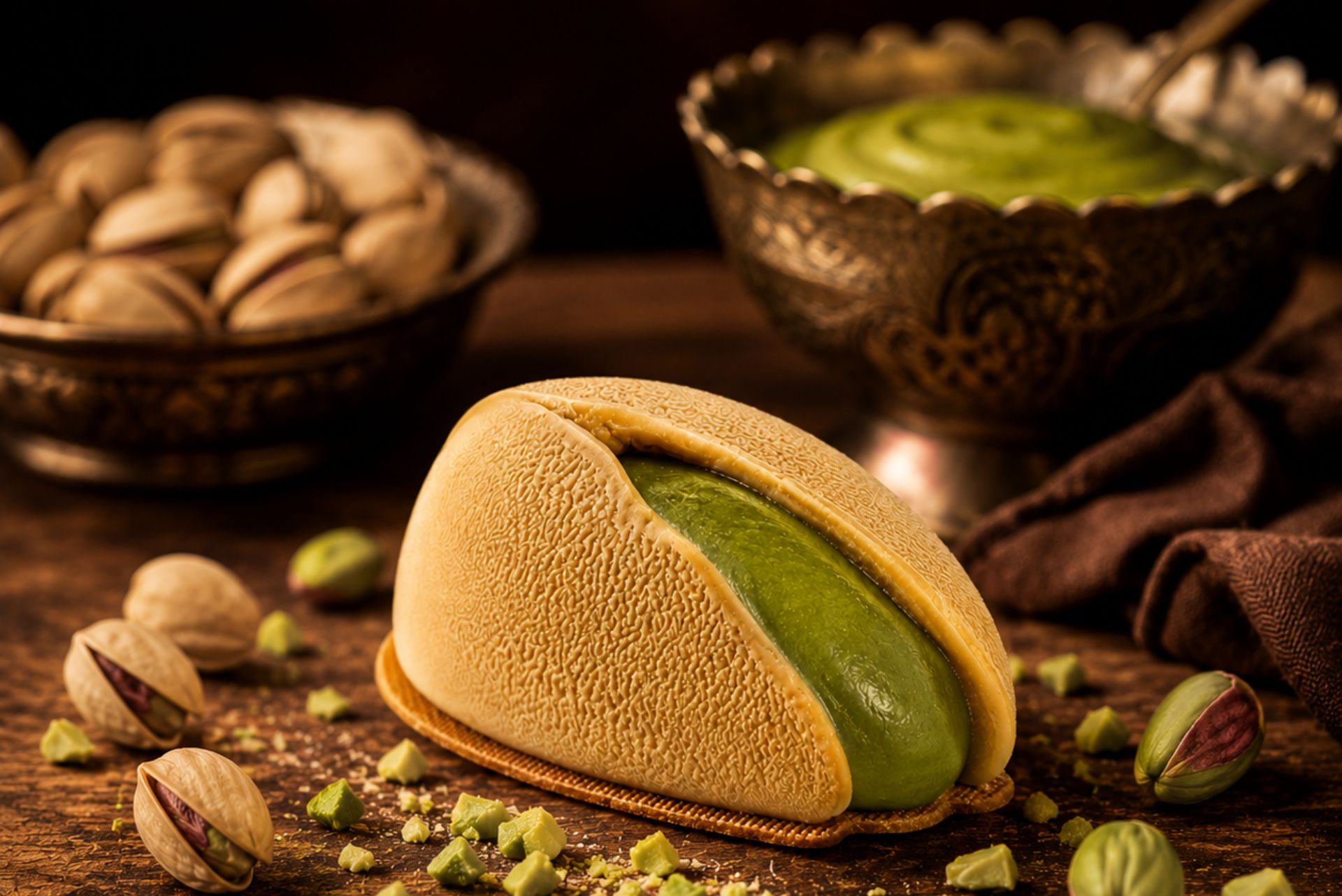 Tort w kształcie pistacji