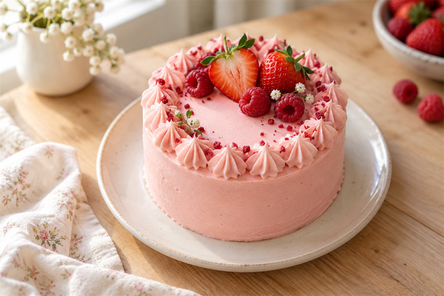 Tort bento o średnicy 12 cm w pastelowym kremie z napisem i różyczkami z kremu, w pudełku