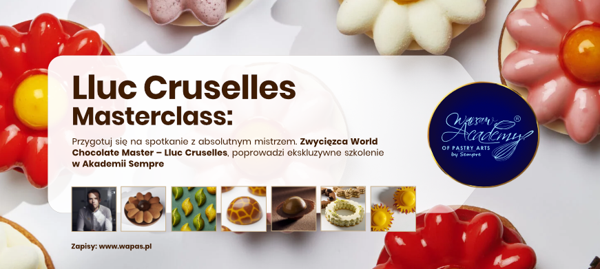 Przygotuj się na spotkanie z absolutnym mistrzem. Zwycięzca World Chocolate Master – Lluc Cruselles, poprowadzi ekskluzywne szkolenie w Naszej Akadmii.
